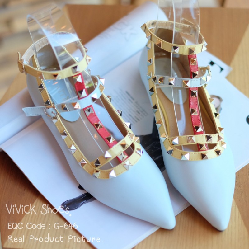 รองเท้าส้นแบน Style Valentino Pastel (สีฟ้า)