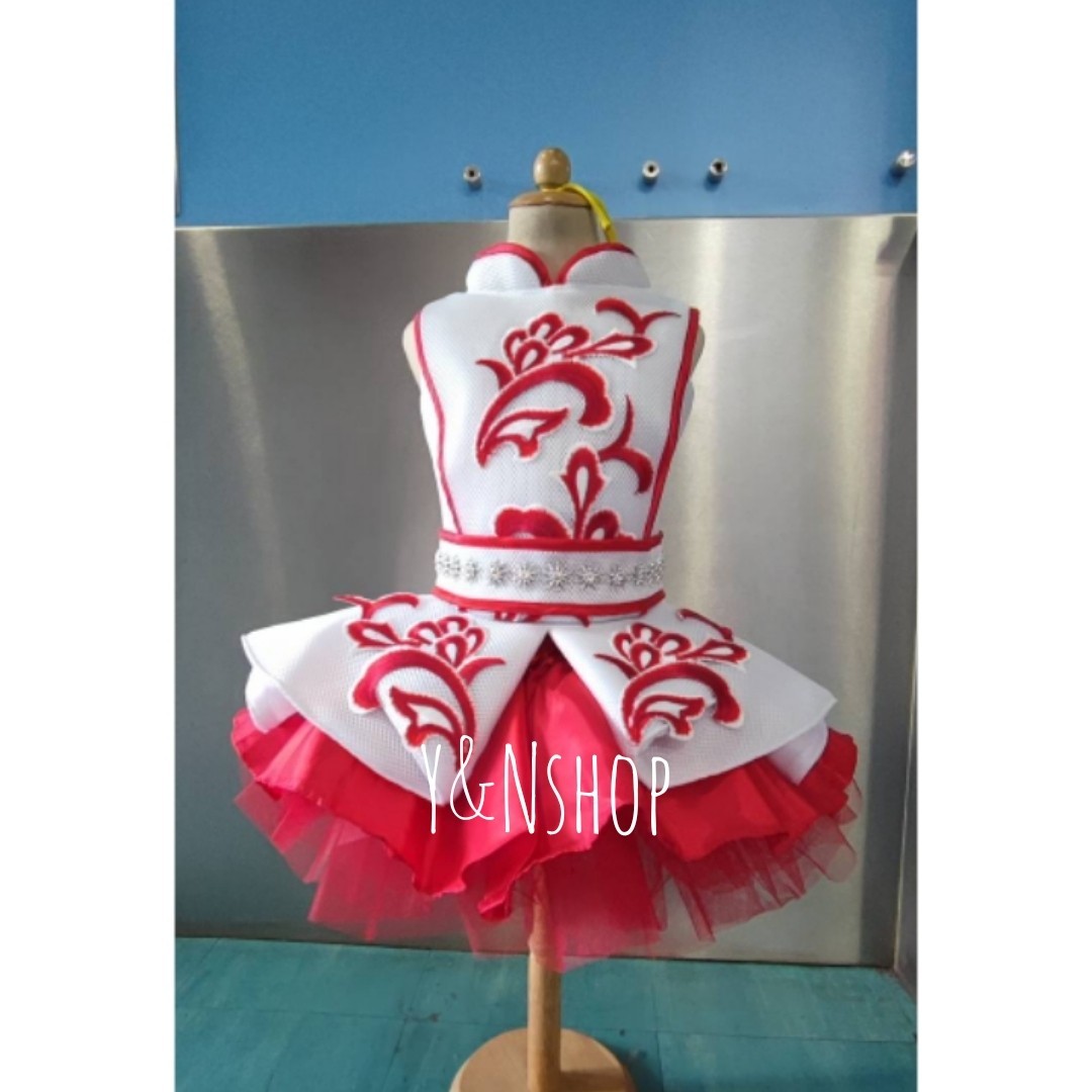 Y&NShop ชุดดรัมเมเยอร์ ชุดเชียร์ลีดเดอร์ ชุดเชียร์ลีดเดอร์เด็กหญิงอนุบาล-ประถม แบบชุดแซนด์วิชลายไฟ