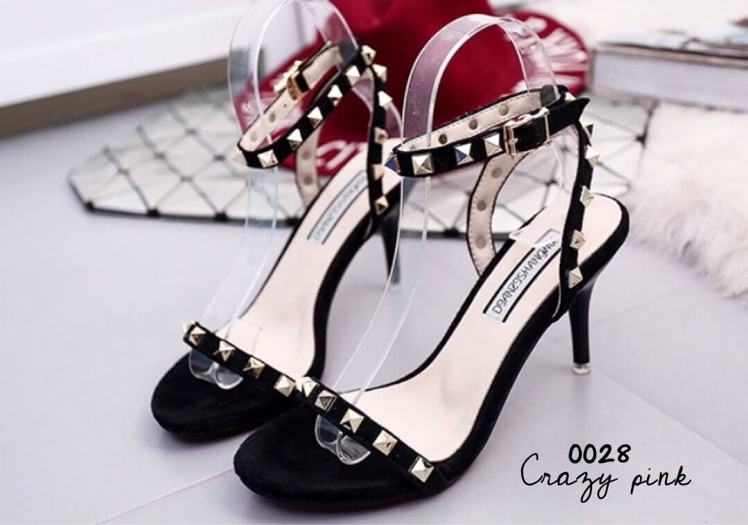 รองเท้าส้นเข็มตอกหมุด (สีเขียว)