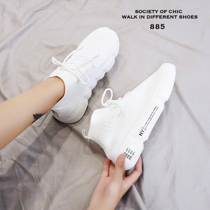 รองเท้าผ้าใบหุ้มข้อสไตล์ Off White (สีดำ)
