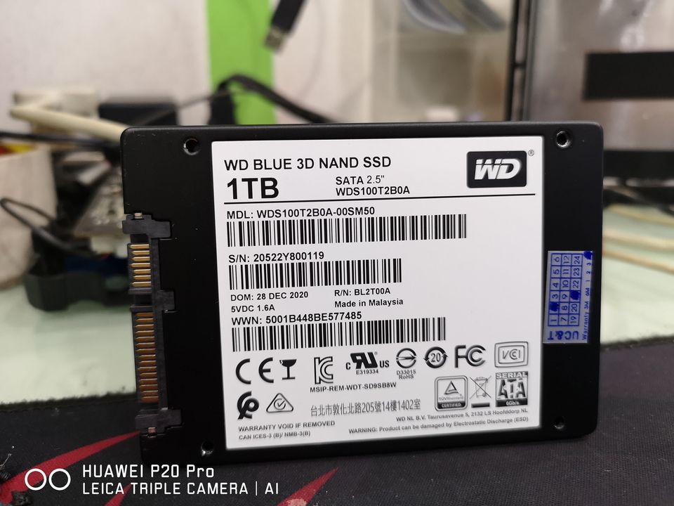 1TB. WD Blue SSD 2.5" มือสองสภาพของใหม่ประกันเกือบ 5ปี