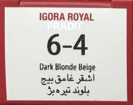 Schwarzkopf Igora Royal ครีมย้อมผม อีโกร่า รอยัล เบอร์6-4 สีบลอนด์เข้มออกเบจ (60ml) 80 กรัม