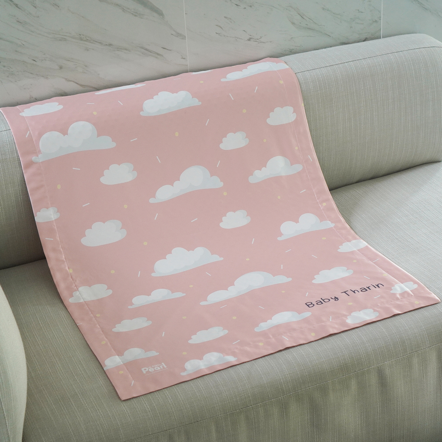 ผ้าห่มสั่งทำใส่ชื่อ Cloud - Peach