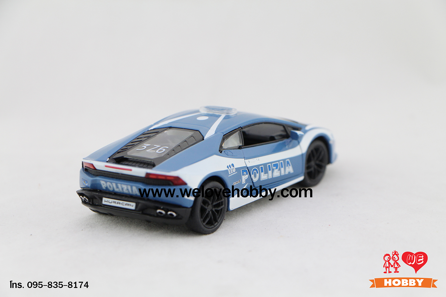 โมเดลรถตำรวจ Lamborghini Huracán LP610-4 สีฟ้า-ขาว Scale 1:36