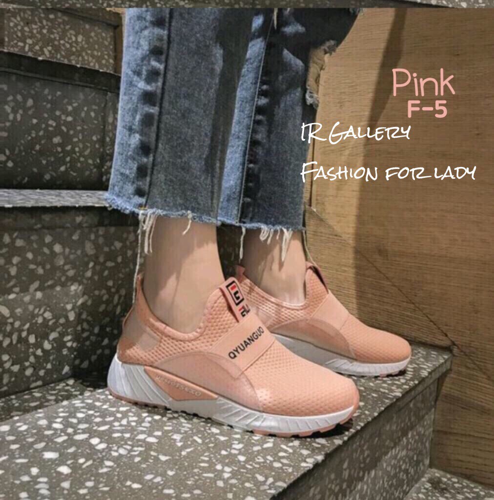 รองเท้าผ้าใบผ้าตาข่ายทรงสวมสไตล์ Sport (สีดำ)