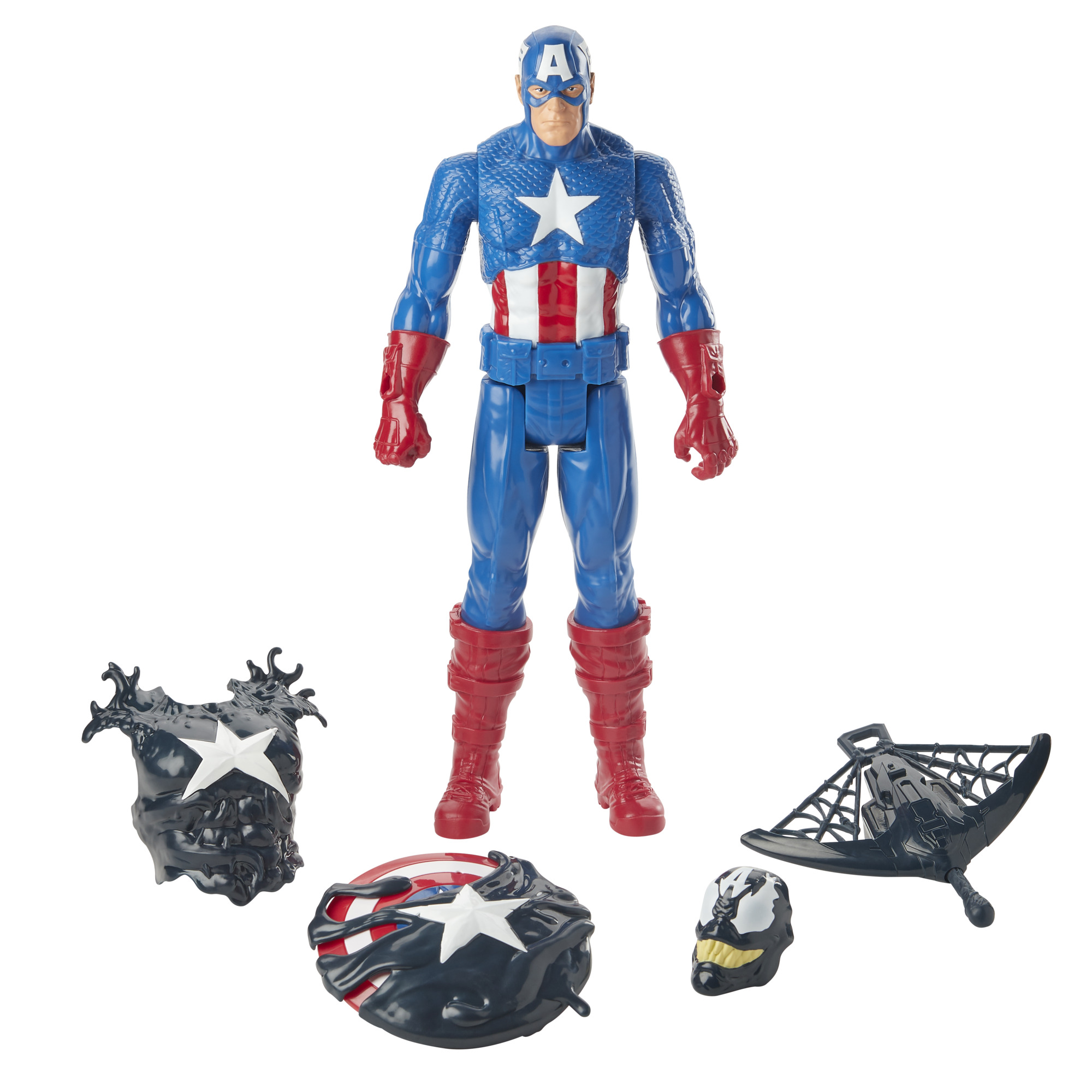 Hasbro Marvel Spider-Man Maximum Venom Titan Hero Captain America Figure ฮาสโบร มาร์เวล สไปเดอร์แมน แม็กซิมั่ม เวน่อม หุ่นโมเดลฟิกเกอร์ กัปตันอเมริกา ขนาด 12 นิ้ว ลิขสิทธิ์แท้