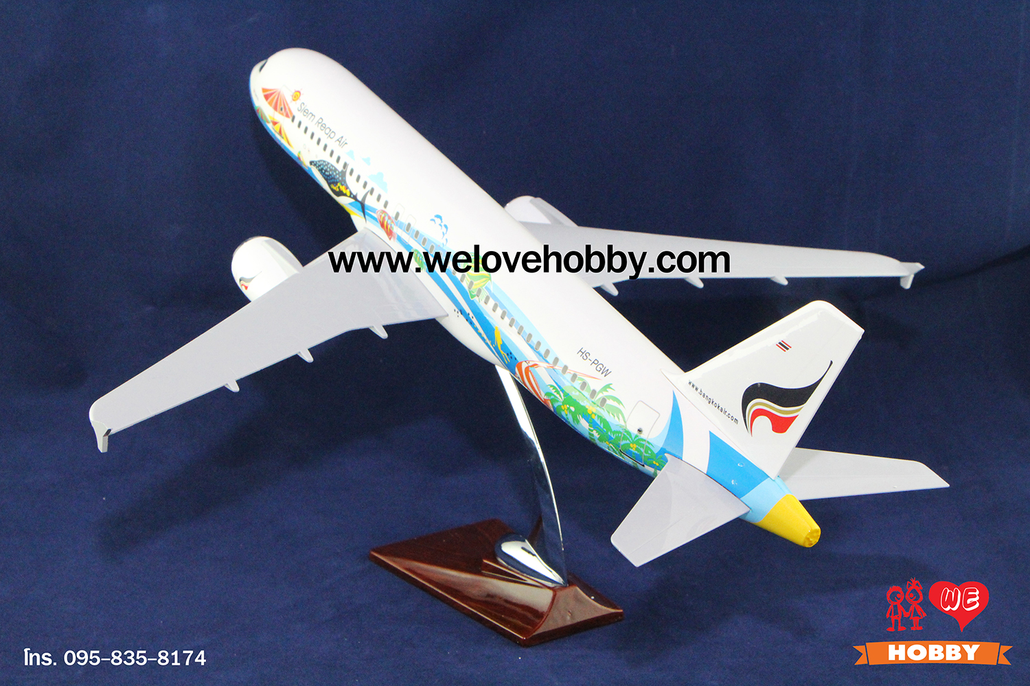 โมเดลเครื่องบินบางกอกแอร์เวย์ Bangkok Airways (Airbus A320) ลายท่องเที่ยวเกาะสมุย ประเทศไทย ลำใหญ่