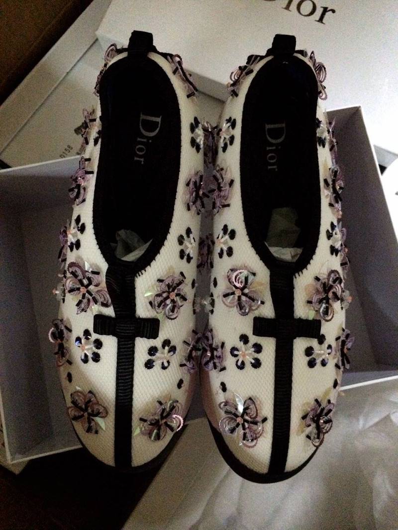 พร้อมส่ง : รองเท้าผ้าใบ Dior Fusion Sneakers (สีขาวดอกชมพู)