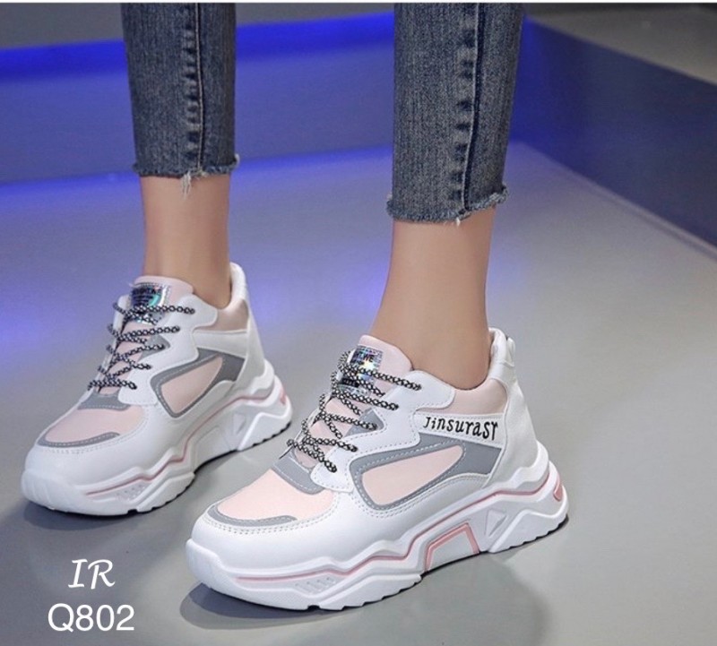 รองเท้าผ้าใบพียูเรืองแสงทรงSport (สีดำ)
