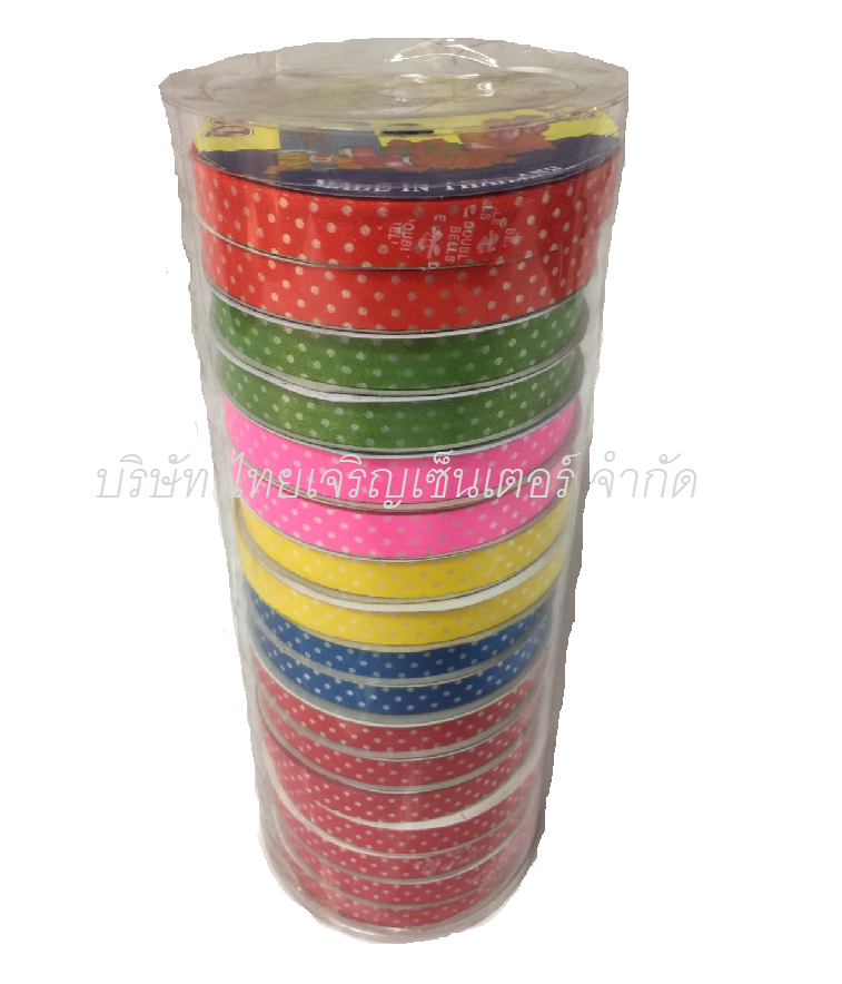 ริบบิ้นขอบทอง ตราระฆัง 2/3-17 ลายจุด (แถว)