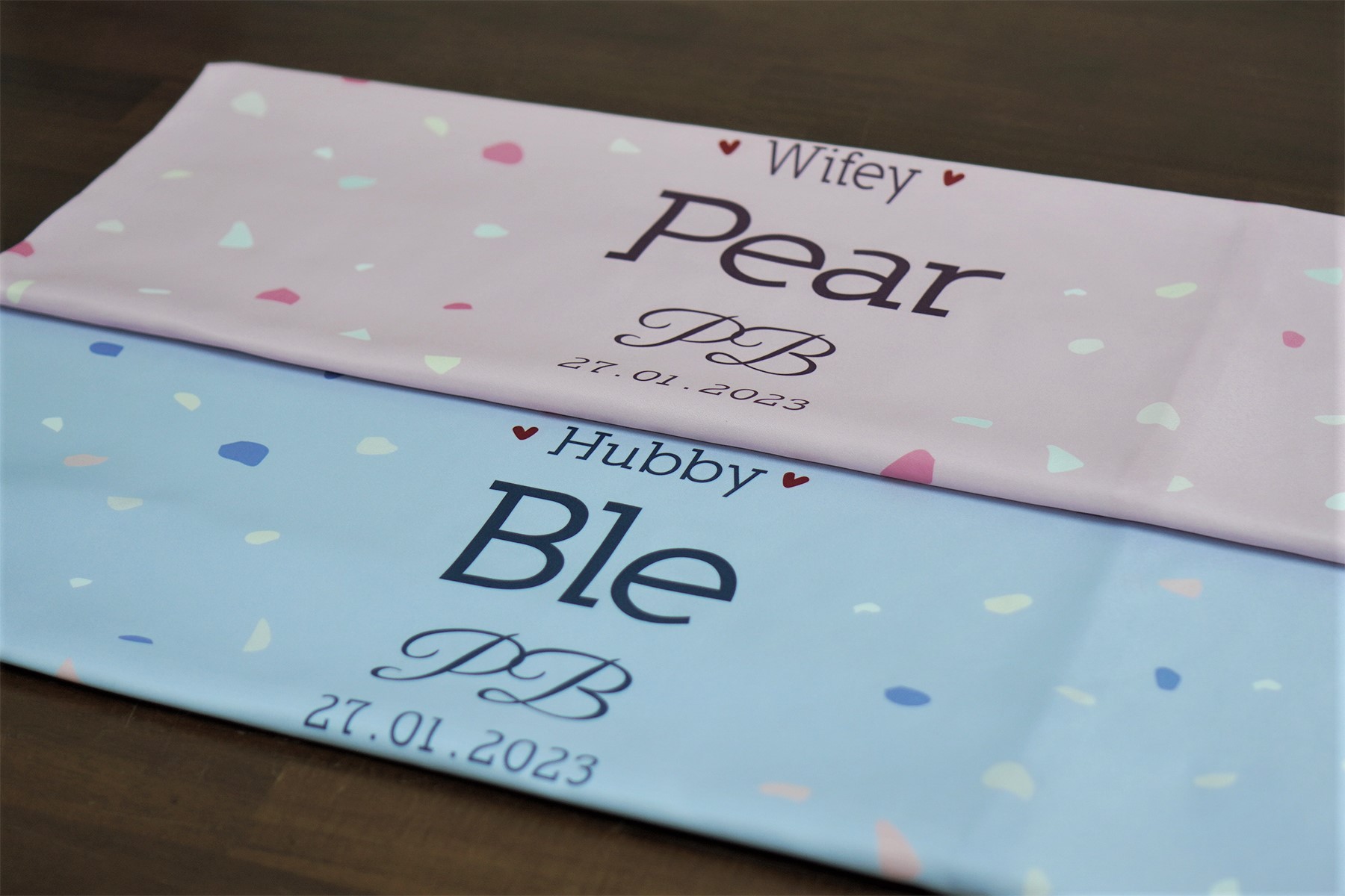 ปลอกหมอนหนุนคู่ พิมพ์ลายเต็มผืน Terrazzo - Pink&Blue