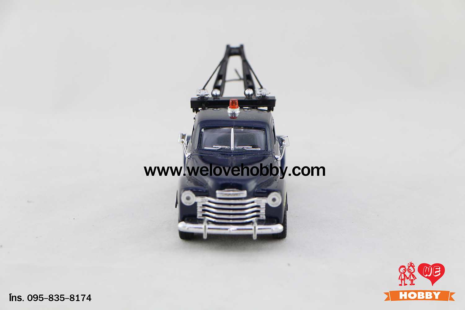 โมเดลรถกระบะคลาสสิค 1953 Chevrolet Chevy 3100 Wrecker สีน้ำเงิน Scale 1:38 มีเซตอุปกรณ์รถยก รถลาก