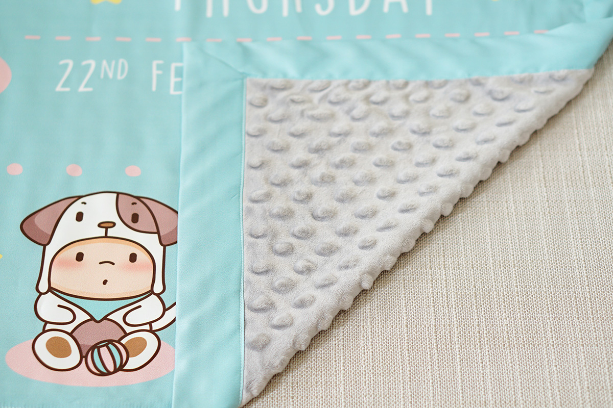 ผ้าห่มเด็ก สั่งทำใส่ชื่อ ลายปีจอ - Puppy - Mint