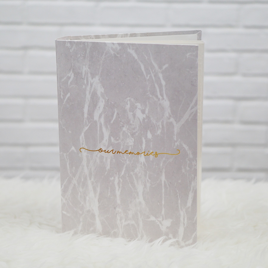 อัลบั้มสั่งทำใส่ชื่อ ลายหินอ่อนสีเทา - Grey Marble - Gold