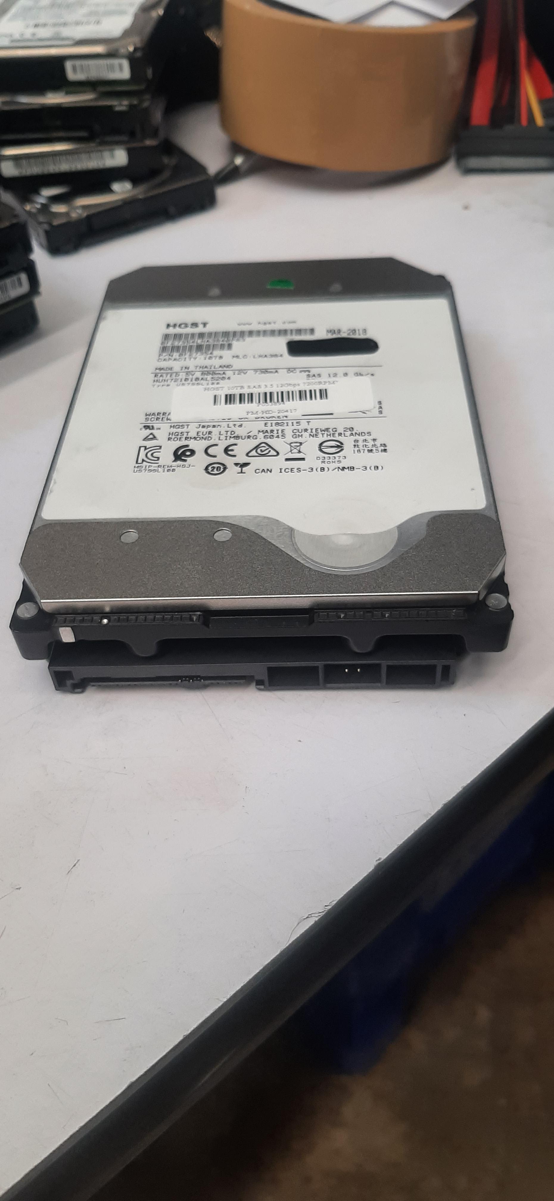 ฮาร์ดดิส HGST 10TB SAS 3.5 12Gbps 7200RPM"มือสองประกันร้าน 1 เดือน