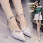 รองเท้าคัทชูส้นเตี้ยเมทัลลิค (สีทอง)