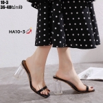 รองเท้าส้นแก้วเปิดส้นสายคาดใส (สีดำ)