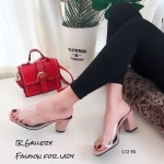 รองเท้าส้นตันสวมใสนิ่ม (สีชมพู)