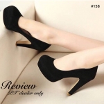 พร้อมส่ง : รองเท้าส้นสูงกำมะหยี่ (สีดำ)