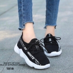 รองเท้าผ้าใบผ้าตาข่ายทรง Sport (สีดำ)