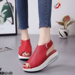 รองเท้าลำลองเสริมส้นสไตล์เพื่อสุขภาพ (สีแดง)