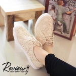 รองเท้าผ้าใบลูกไม้พื้นยาง