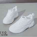 รองเท้าผ้าใบสไตล์Sport Girlแต่งลายข้าง (สีขาว)