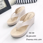 รองเท้าแตะคีบส้นเตารีดสไตล์ลำลอง (สีครีม)