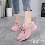 รองเท้าผ้าใบแฟชั่นขอบถุงเท้าสไตล์ Sport (สีชมพู)