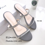 รองเท้าแตะสวมแต่งอะไหล่ (สีเทา)