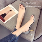 รองเท้าส้นสูงหนังกลิตเตอร์ (สีเงิน)