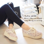 พร้อมส่ง : รองเท้าลูกไม้ส้นปอ