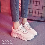 รองเท้าผ้าใบแฟชั่นทรง Sportแต่งลายกลิตเตอร์ (สีชมพู)