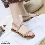 รองเท้าแต่งมุกสไตล์ลำลอง (สีน้ำตาล)