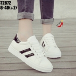 รองเท้าผ้าใบสไตล์ Sportแต่งแถบ (สีขาว)