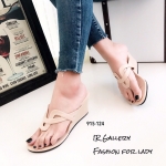 รองเท้าลำลองส้นเตารีดแบบคีบ (สีครีม)