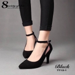 รองเท้าคัทชูกำมะหยี่เว้าข้าง (สีดำ)