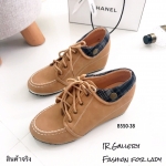 รองเท้าผ้าใบทรงมินิบูทแต่งลายสก็อต (สีแทน)