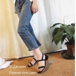 รองเท้าลำลองเสริมส้นหนังกลับ (สีดำ)