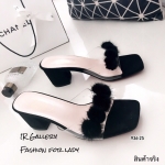 รองเท้าเปิดส้นขนมิ้ง (สีดำ)