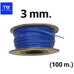สายถักหุ้มสายไฟ 3 mm. (สีน้ำเงิน) / แบบม้วน 100 เมตร