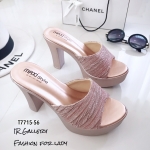 รองเท้าส้นสูงเปิดส้นสไตล์ Maxi (สีชมพู)