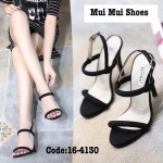 รองเท้าส้นสูงสายรัดสไตล์เกาหลี (สีดำ)