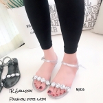 รองเท้าแตะยางแต่งคริสตัล (สีเงิน)