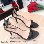 รองเท้าส้นสูงสายคาดเล็ก (สีดำ)