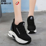 รองเท้าผ้าใบแฟชั่นเสริมส้นปักเลื่อม (สีดำ)