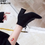 รองเท้ามิิบูทส้นตันแต่งซิปหลัง (สีดำ)