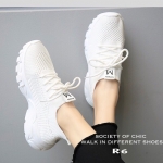 รองเท้าผ้าใบแฟชั่นขอบถุงเท้าสไตล์ Sport (สีขาว)