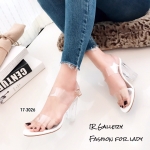 รองเท้าส้นใสสองตอน (สีครีม)