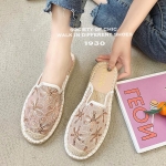 รองเท้าแตะผ้าลูกไม้แต่งเลื่อม (สีชมพู)